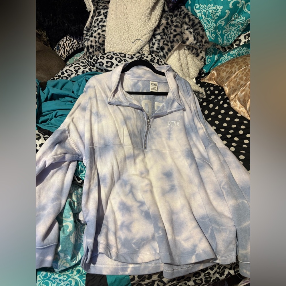 Pink Tie-Dye Quarter-Zip Pullover